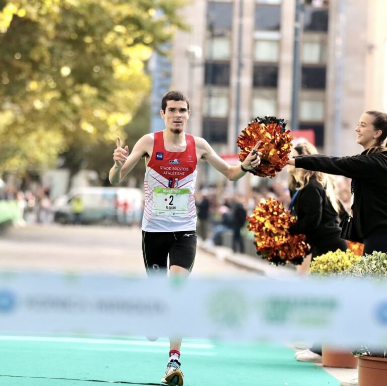 Florian Caro à l'arrivée du marathon vert de Rennes