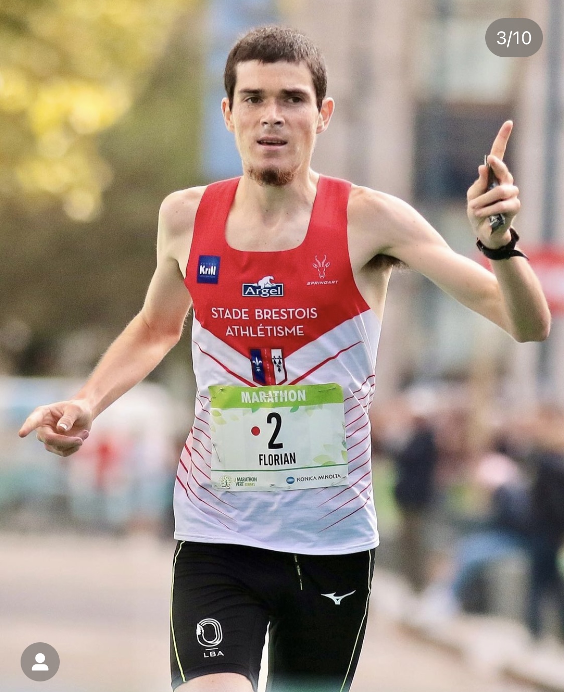 Florian Caro à l'arrivée du marathon vert de Rennes