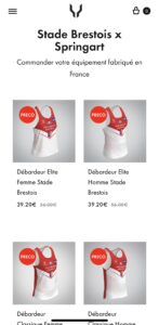 Capture d'écran de la boutique en ligne du club